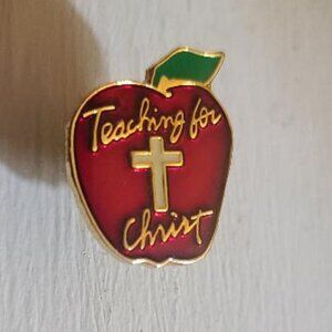 Teaching For Christ Holy Cross Apple Vintage Lapel Pin